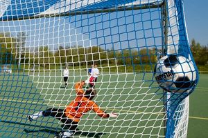 Filets de buts de foot à 11 bicolore en PPhr Ø3 mm, maille 45 mm - 2.00/2.00 m