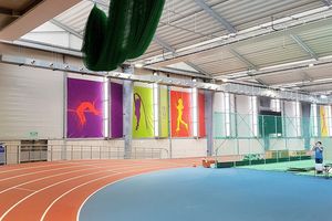 Metz - L'anneau - Filet de lancer coulissant sur rails indoor