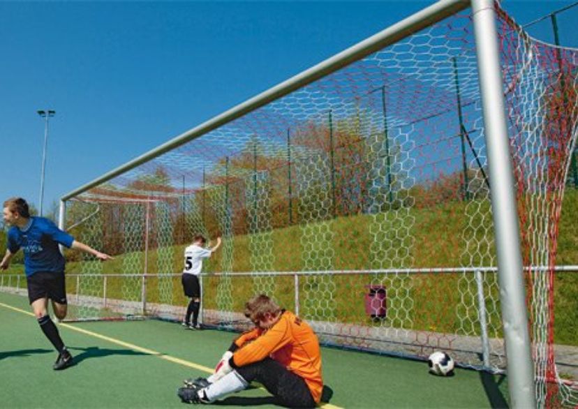 Filets de buts de foot à 11 bicolore en PPhr Ø3.5 mm, mailles hexagonales - 2.00/2.00 m